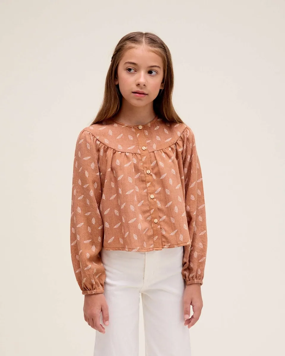 

Детская блузка с принтом в виде листьев Dadati, коричневый
