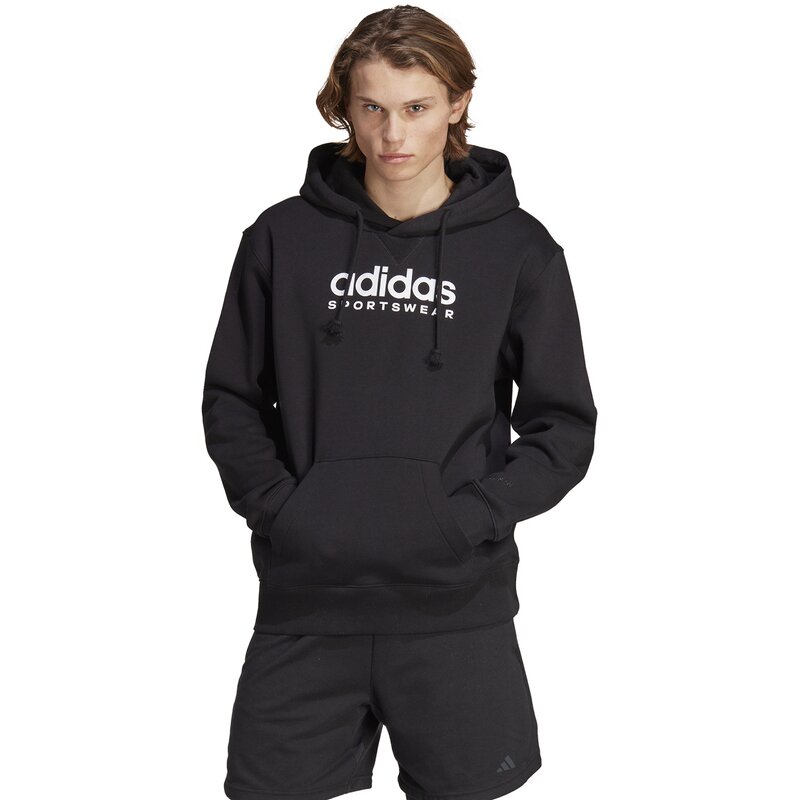 Толстовка с капюшоном, все размеры, флис, графика Adidas, черный — фото 2
