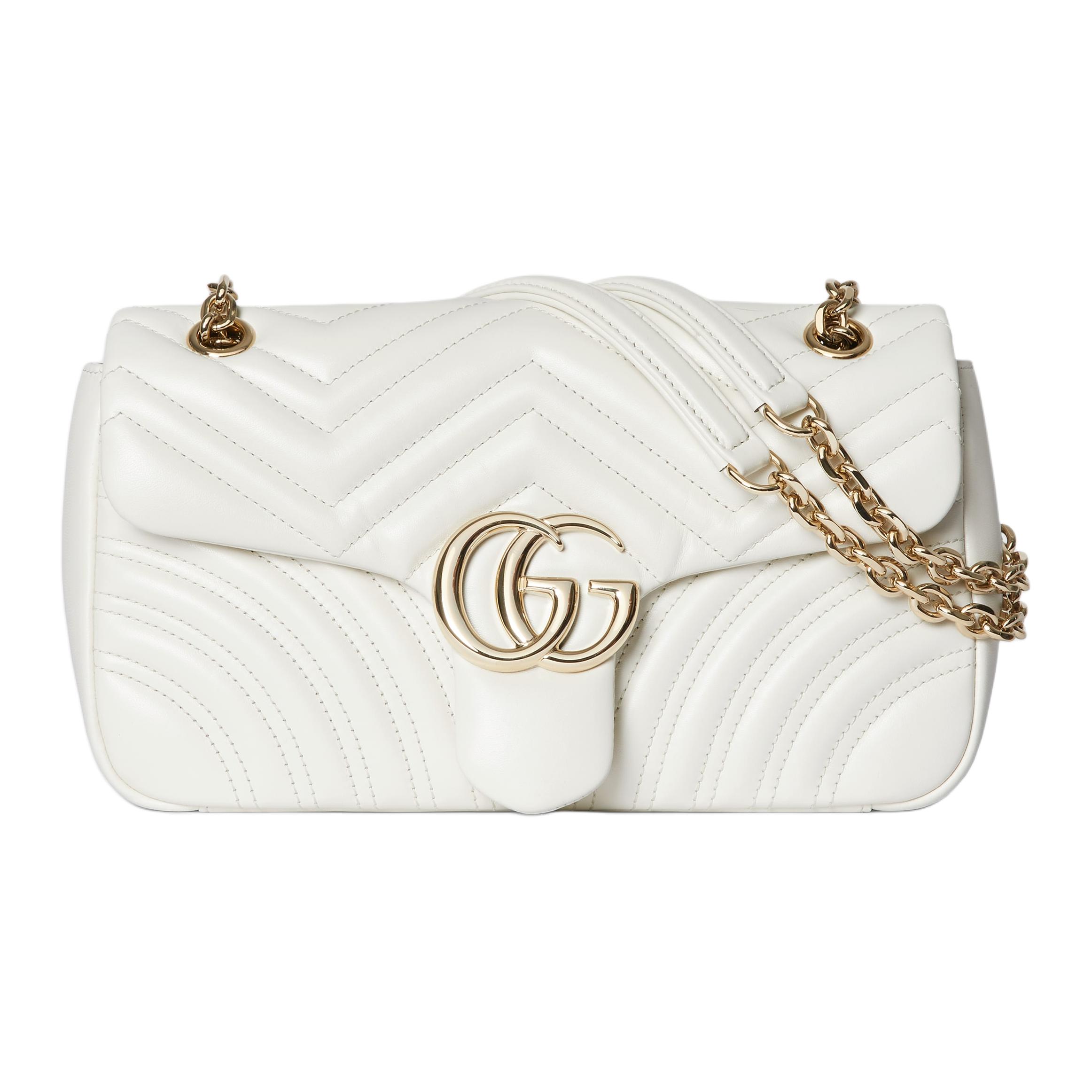 

GUCCI Сумка GG Marmont через плечо средняя женская белая