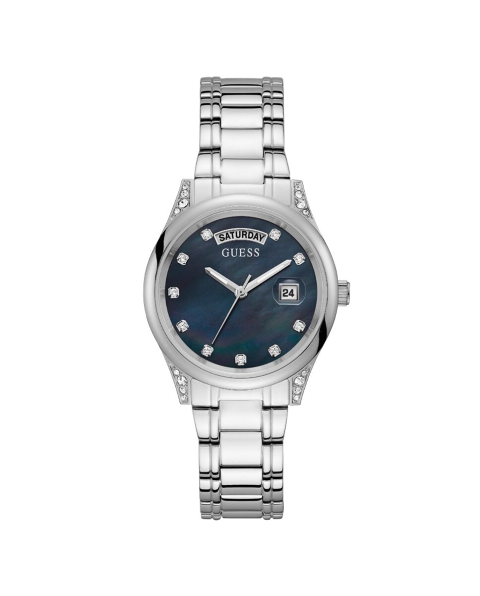 

Женские часы Aura GW0047L1 со стальным и серебряным ремешком Guess, серебро