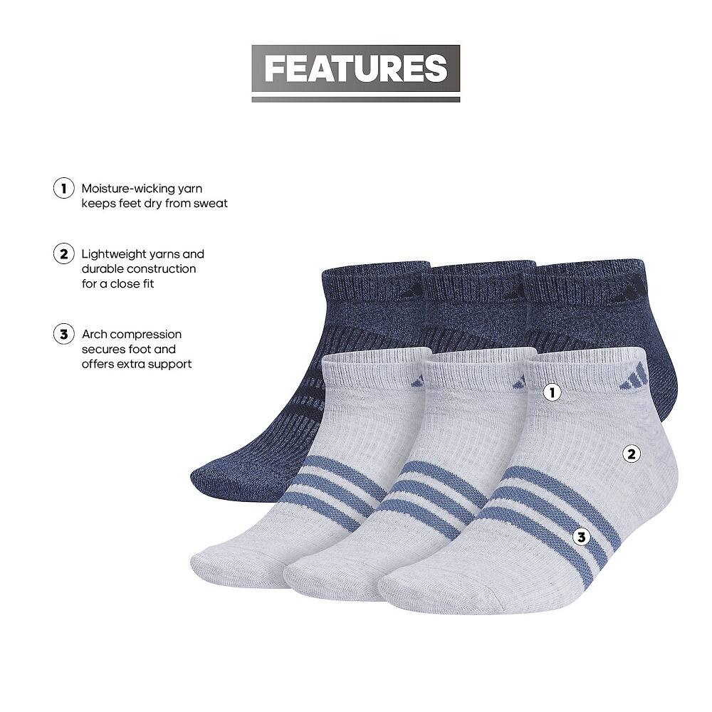Мужские носки adidas 6-Pack Superlite 3.0 с низким вырезом Adidas, цвет Black Gray — фото 2