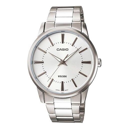 

Часы CASIO Waterproof Stainless Steel Strap Unisex Mens Silver Analog, цвет silver