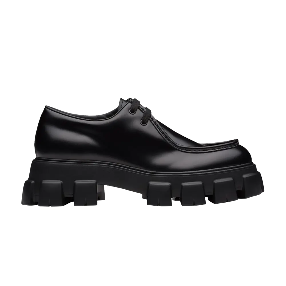 Кожаные туфли на шнуровке Prada Monolith, черный