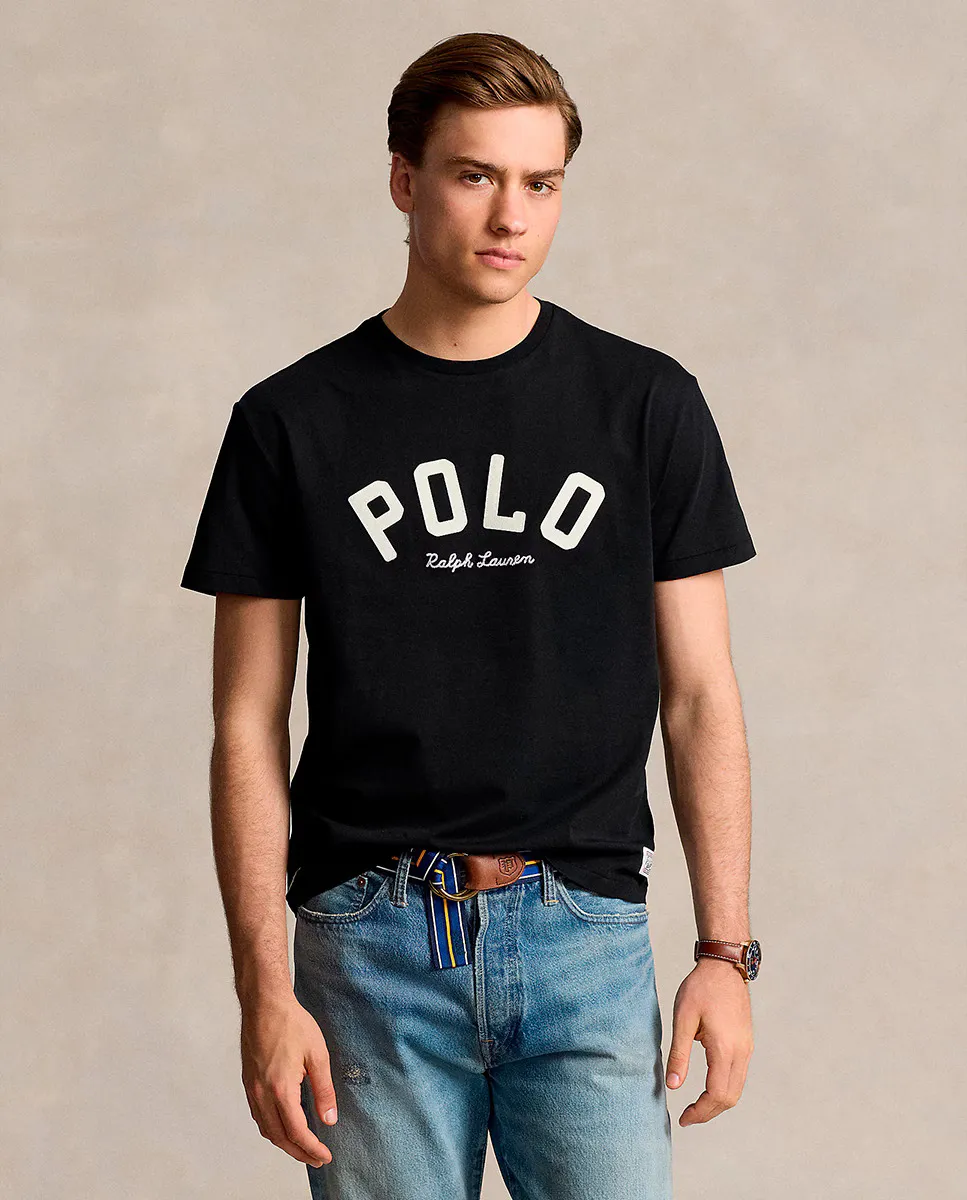 

Мужская хлопковая футболка с логотипом POLO Polo Ralph Lauren, черный