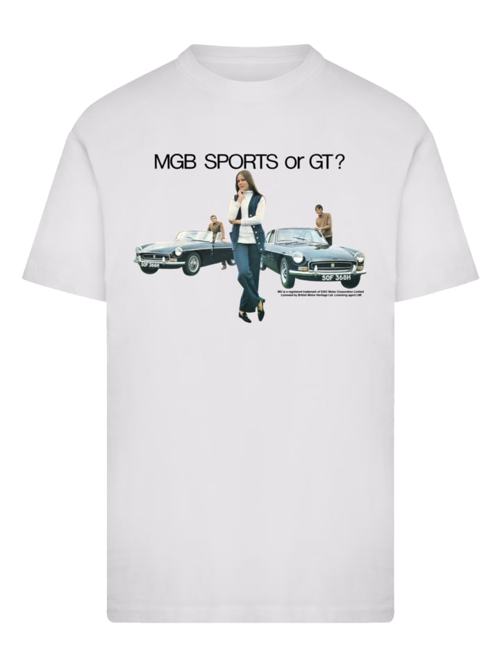 

Футболка с рекламой British Motor Heritage MG MGB или GT в белом цвете F4NT4STIC