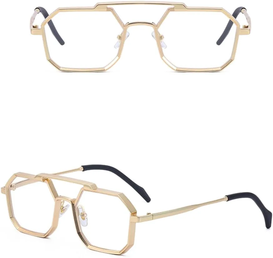 

Маленькие многоугольные солнцезащитные очки для женщин в винтажном стиле, мужские панк-очки, солнцезащитные очки UV400 для защиты от солнца DSDNPTV, C9 Gold Clear