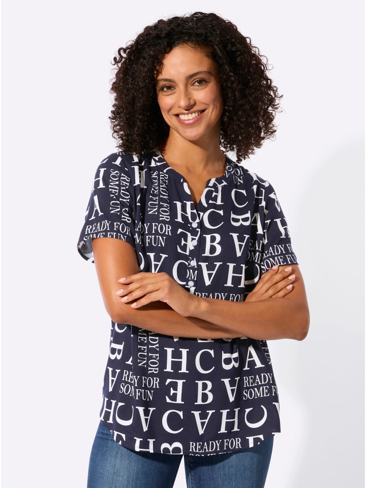 

WITT WEIDEN Блузка с принтом темно-синего и кремового цвета