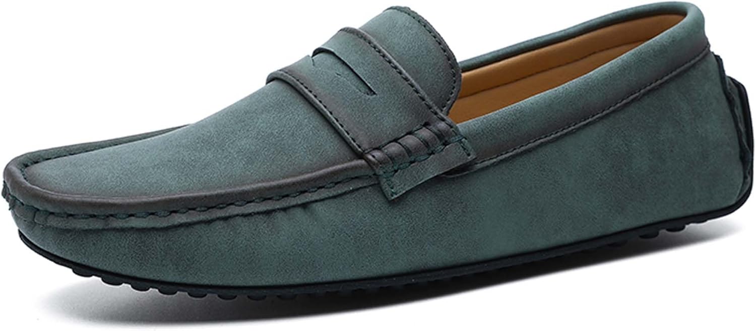 

Мужские лоферы Ретро Бизнес Повседневные Формальные Обувь для офиса, встреч, свадеб, униформы, с противоскользящей подошвой, удобные для прогулок на улице, работы, вождения, лодочные туфли, больших размеров Generic, зеленый
