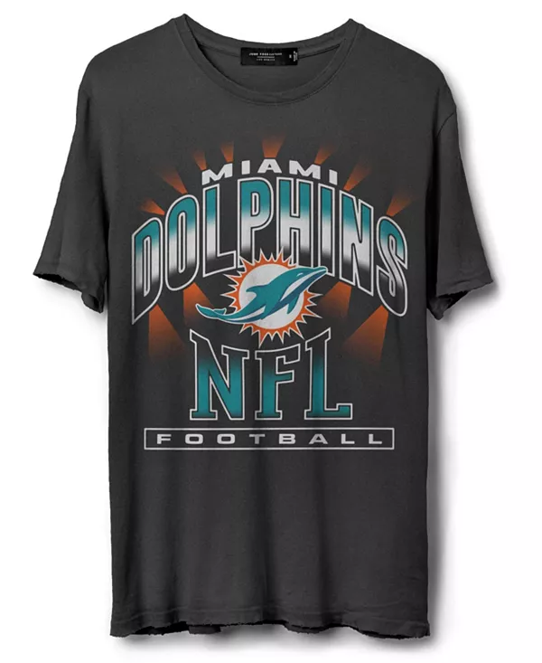 

Футболка унисекс с символикой NFL Miami Dolphins, хромированная, с блошиного рынка. Junk Food Clothing, черный