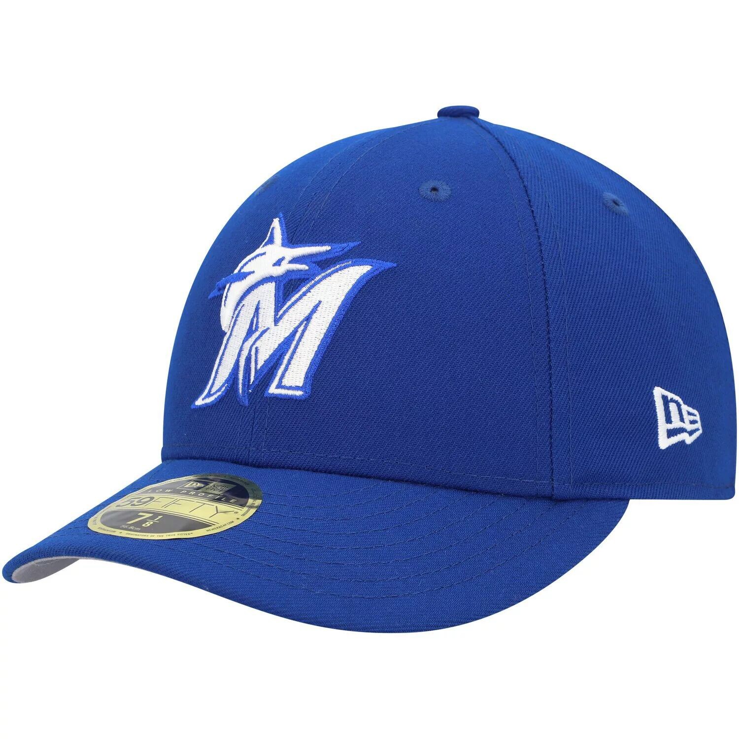 

Мужская облегающая шляпа New Era Royal Miami Marlins с белым логотипом и низким профилем 59FIFTY