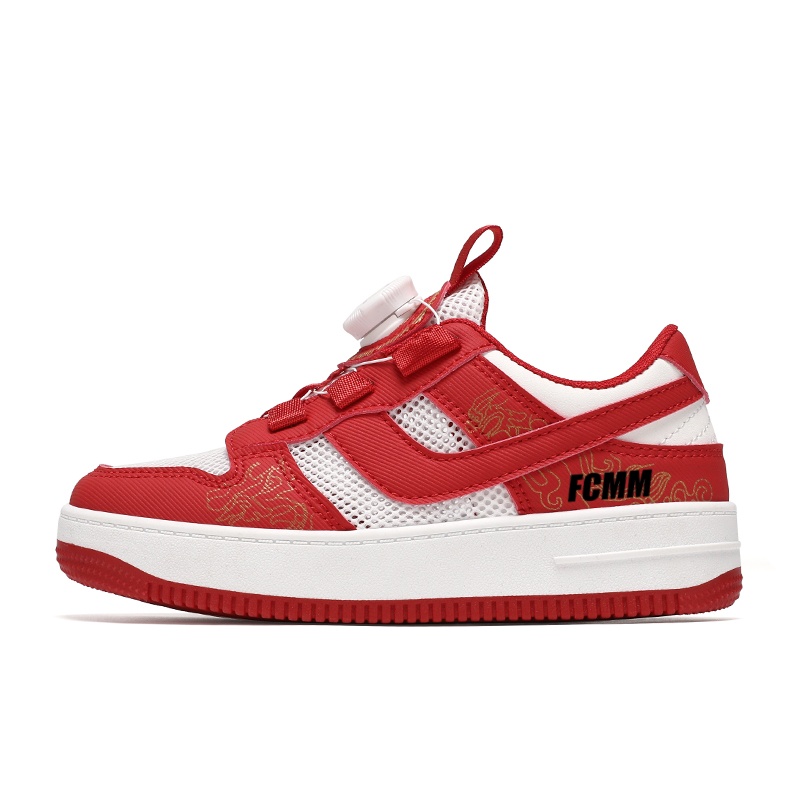 

Нескользящие и дышащие низкие кроссовки для скейтбординга для детей FCMM, белый/красный