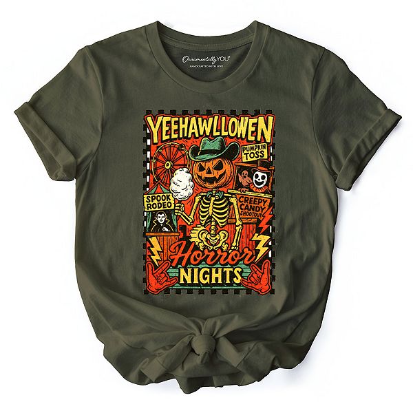 

Футболка Yee Haw Halloween с ретро-тыквой и скелетом Ornamentallyyou, Green, Зеленый, Футболка Yee Haw Halloween с ретро-тыквой и скелетом Ornamentallyyou, Green