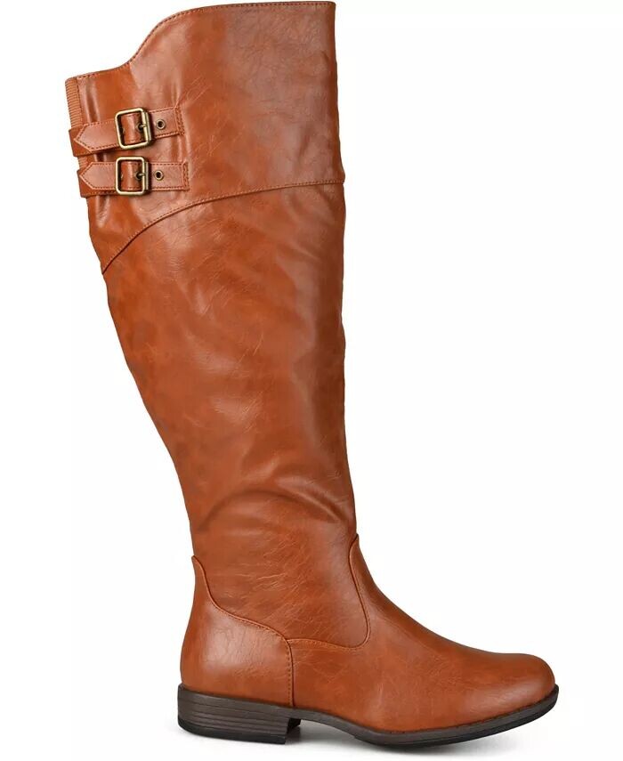 Женские сапоги Tori Extra Wide Calf с высокими коленями для верховой езды Journee Collection, коричневый — фото 2