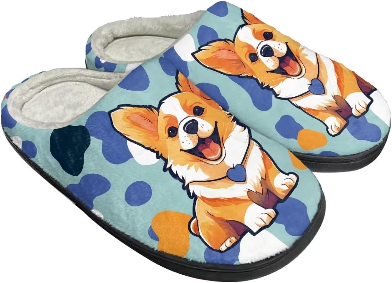 

Домашние тапочки для женщин и мужчин, теплые с эффектом памяти, пушистые тапочки Rweroyiu, Kawaii Corgi