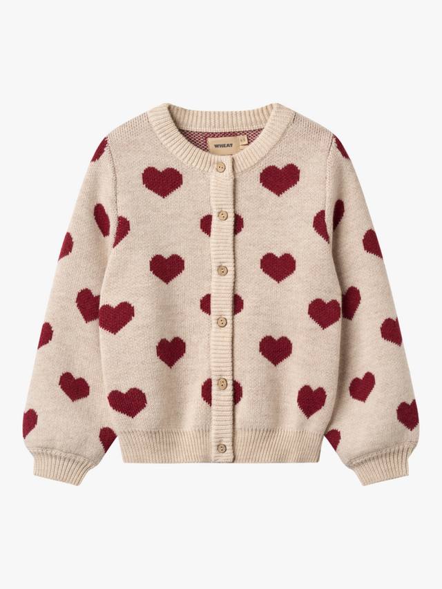 

Детский кардиган из чистой шерсти с сердечками WHEAT, Offwhite Melang