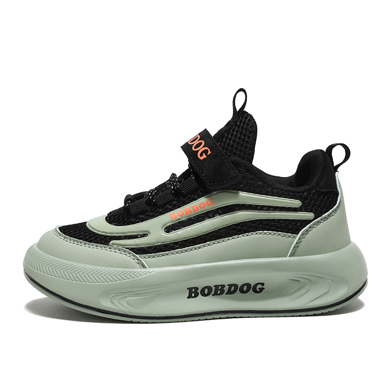 

Противоскользящие износостойкие низкие детские кроссовки для отдыха на природе BOBDOG, черный/зеленый