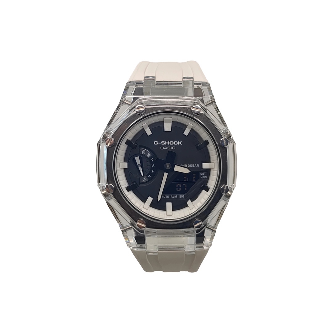 

CASIO Часы Men Liquid Crystal/Analog Dual Display Series Black Watch, Glacier White