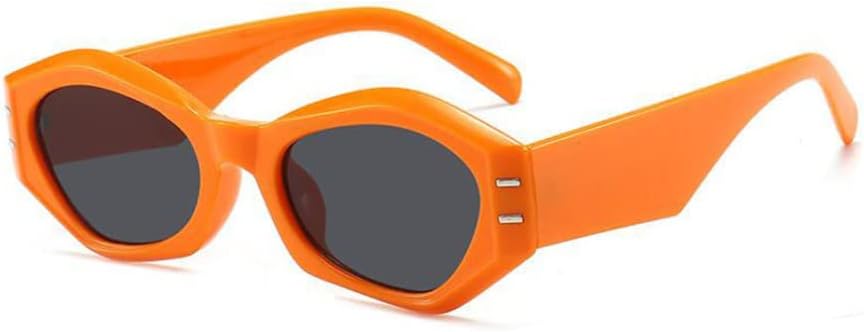 

Солнцезащитные очки Polygon для женщин, винтажные, неправильной формы, желейного цвета, солнцезащитные очки для мужчин, маленькая оправа, защита от УФ-излучения UV400 LANGSER, Orange Black