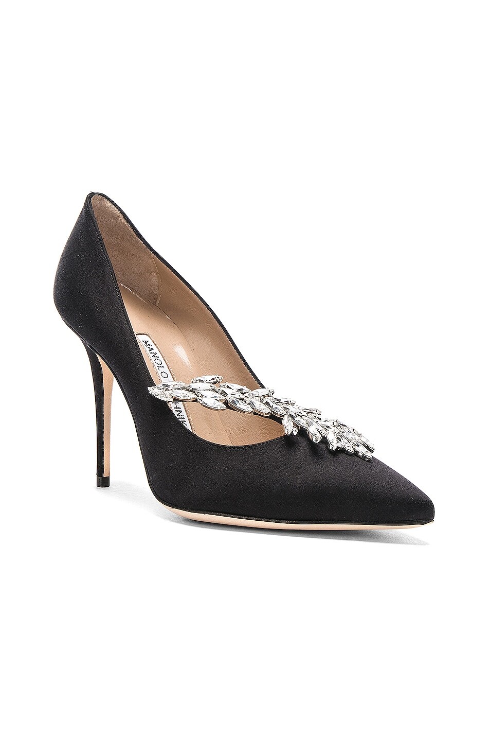 Атласные туфли Надира на каблуках Manolo Blahnik, черный