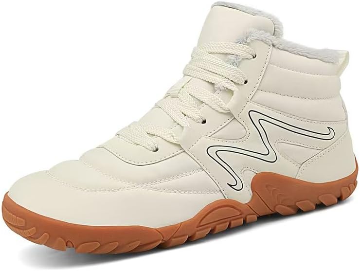 

Мужские и женские зимние походные ботинки с широким носком, теплые снежные ботинки, минималистичные ботинки, с подошвой с нулевым перепадом, водонепроницаемые, противоскользящие ботильоны Hhhchpm, белый