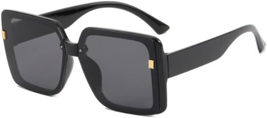 

Солнцезащитные очки PUB больших квадратных размеров с защитой от ультрафиолета, модные солнцезащитные очки с рисунком «рисовый ноготь», для большого лица, Black Frame Grey Flakes