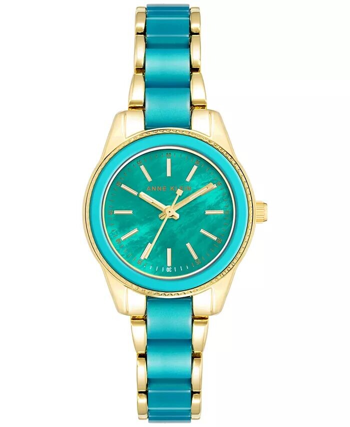 

Женские часы-браслет бирюзового и золотистого цвета, 30 мм Anne Klein, синий