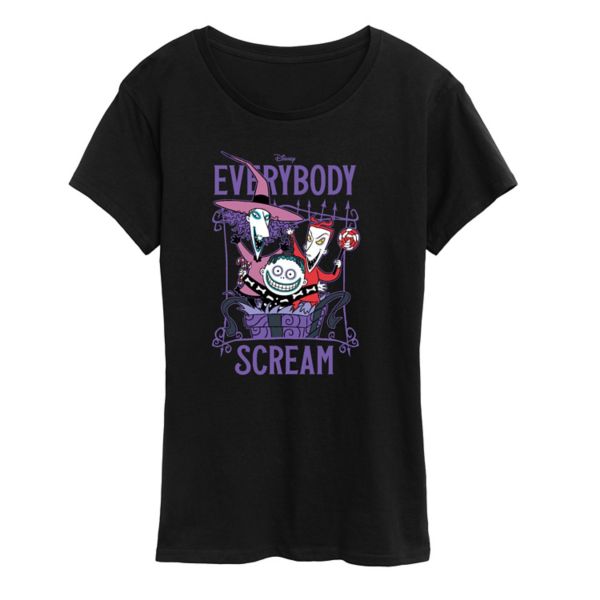 

Футболка женская "Кошмар перед Рождеством" с принтом "Everybody Scream" Disney, черный
