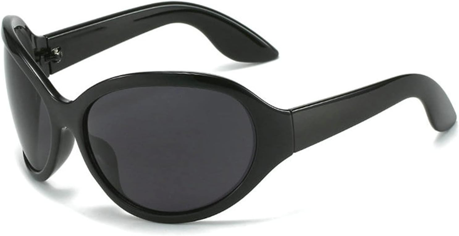 

Солнцезащитные очки Willochra Oversized в футуристическом стиле 2023 года для женщин и мужчин. Овальные солнцезащитные очки в стиле Y2k. Женские солнцезащитные очки с защитой от УФ-излучения UV400, Black