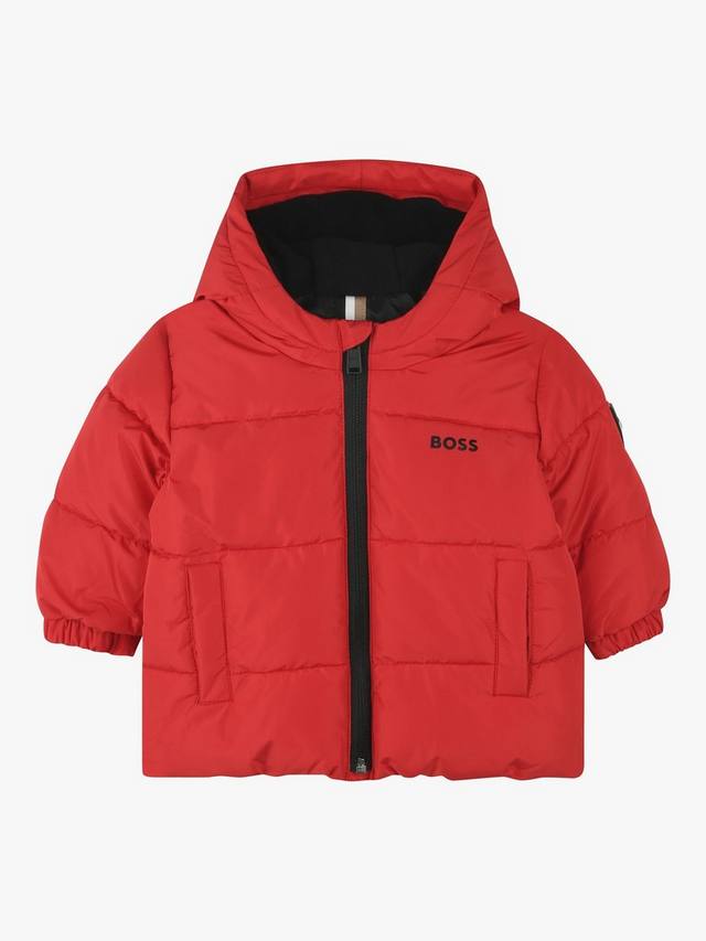 

Детская пуховая куртка с капюшоном HUGO BOSS, красный