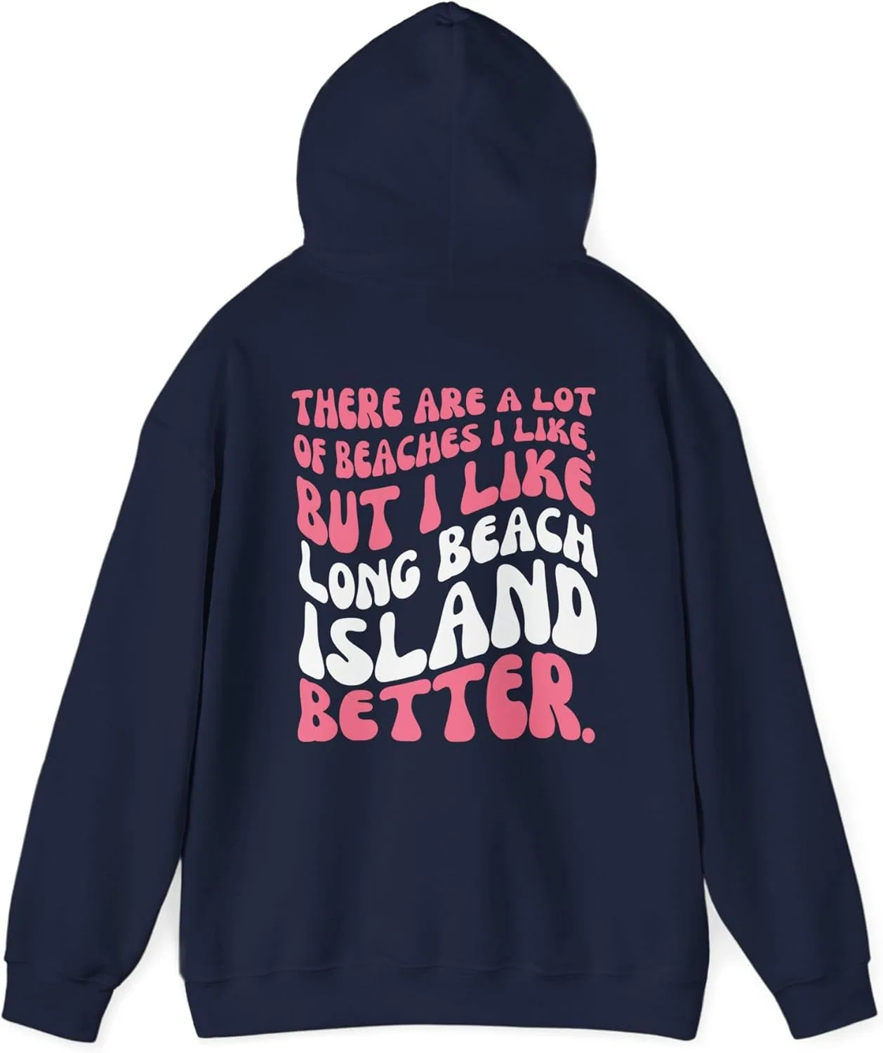 Толстовка Long Beach Island с капюшоном, сувенир для отдыха на летнем пляже, худи East Coast Shore GENERIC, темно-синий