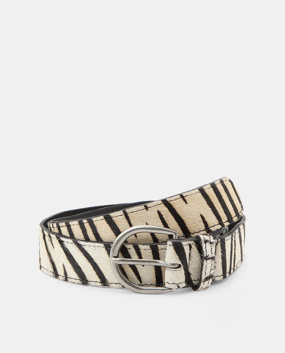 

Кожаный ремень с зебровым принтом Tintoretto, белый