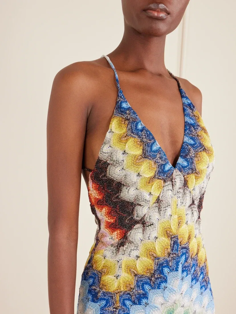 Металлическое макси-платье, связанное крючком Missoni, мультицвет — фото 4