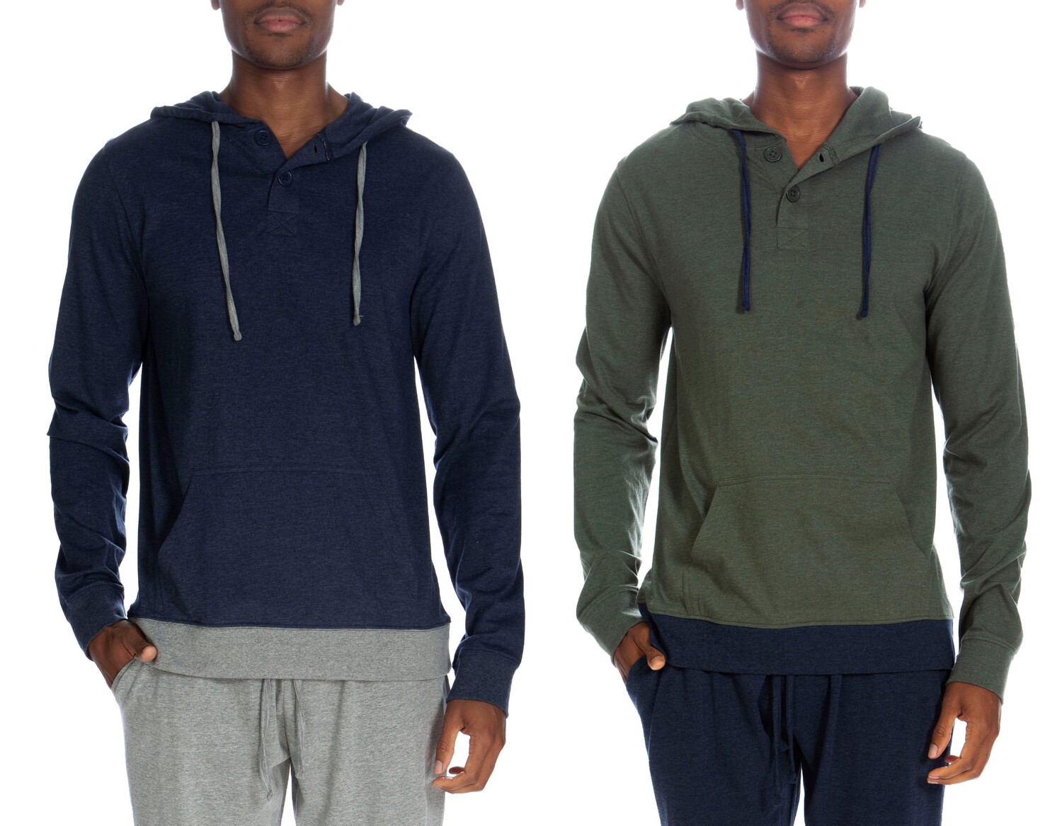 

Толстовка Henley с контрастным краем (2 пары) Unsimply Stitched, цвет Heather Dark Blue / Heather Green