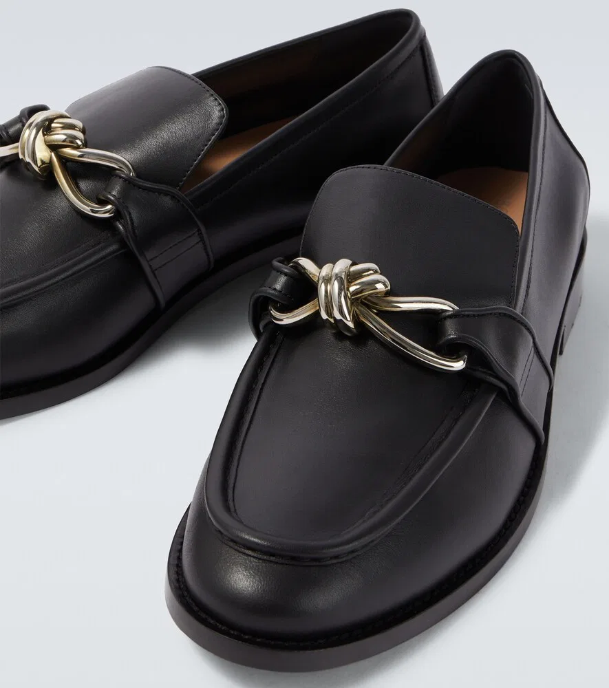 Кожаные лоферы Astaire Knot Bottega Veneta, черный — фото 3