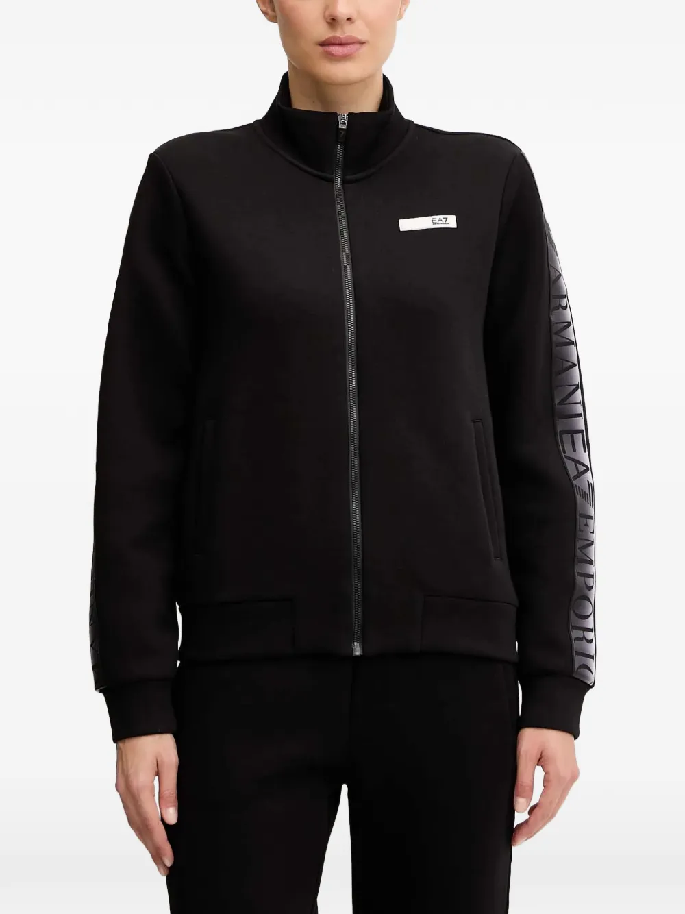 

Комбинезон с полоской и логотипом на молнии Ea7 Emporio Armani, черный