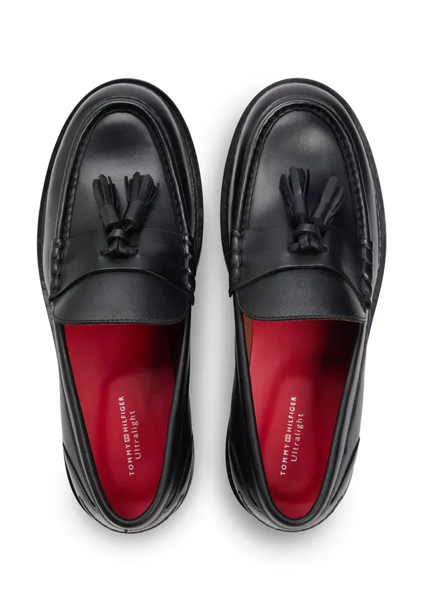 Сверхлегкие кожаные лоферы с кисточками (слипоны) Tommy Hilfiger, Black — фото 4