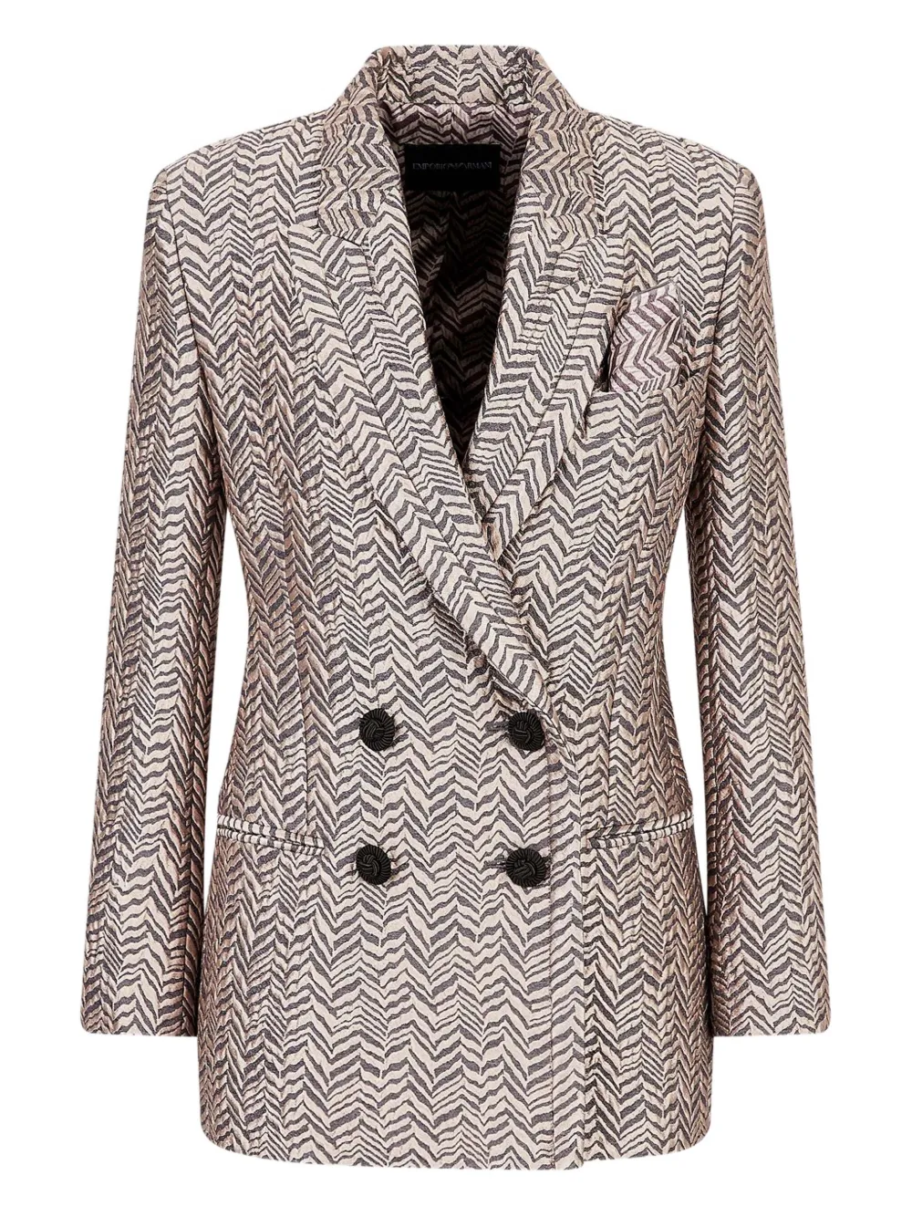 

Двубортный пиджак с елочкой Emporio Armani, нейтральный