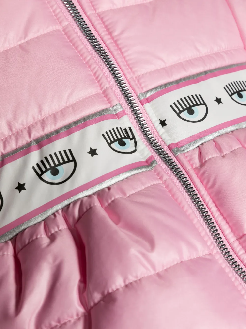 Пуховик с капюшоном и декором Eyelike Chiara Ferragni Kids, розовый — фото 3