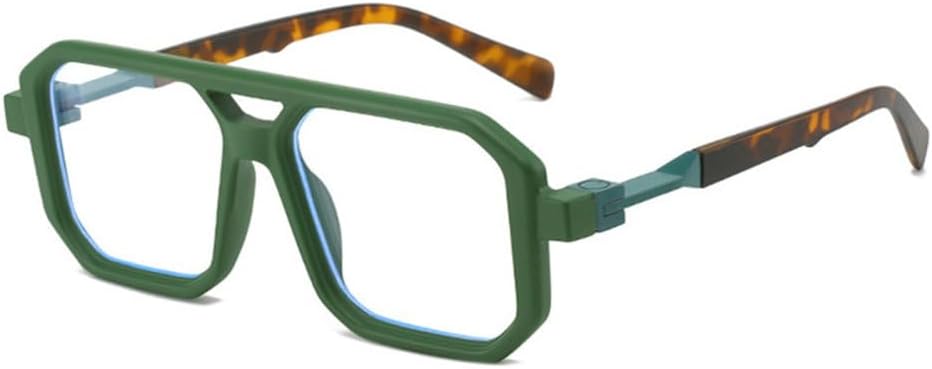 

Солнцезащитные очки с двойной перемычкой для женщин, модные градиентные очки с защитой от УФ-излучения UV400, ретро-многоугольные солнцезащитные очки для мужчин generic, Green Leopard Clear