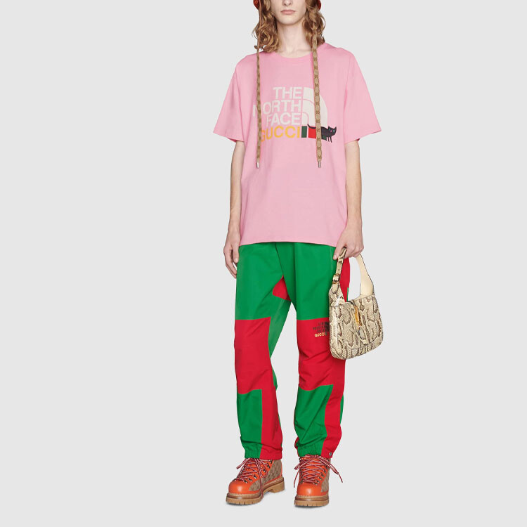 Спортивные штаны The North Face X Gucci мужские, трикотажные, зеленые — фото 2