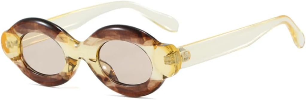 

Ретро маленькие овальные женские солнцезащитные очки UV400, модные панк-очки для мужчин, трендовые солнцезащитные очки с леопардовым принтом TVTBBVV, Champagne Leopard