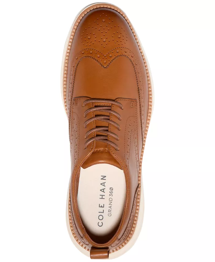 Мужские классические оксфорды Grand Hurrion с крыловидным носком Cole Haan, коричневый — фото 4
