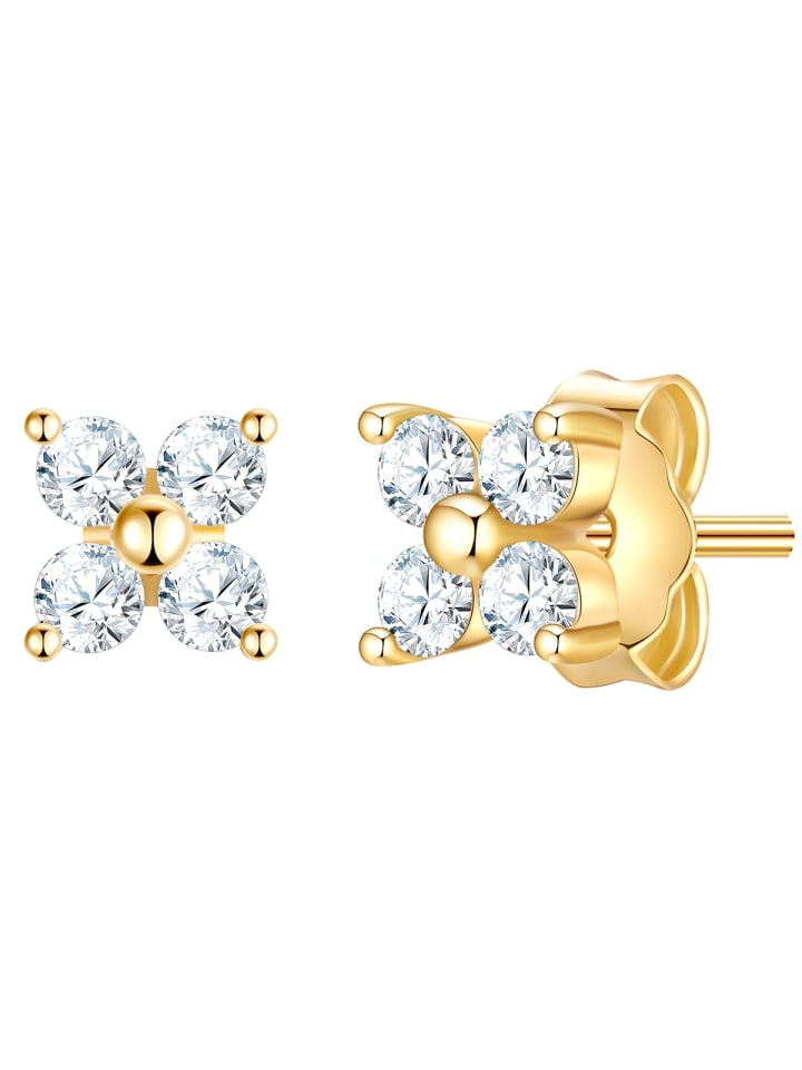 

Glanzstücke München Серьги в виде цветов из стерлингового серебра с позолоченными кубическими циркониями