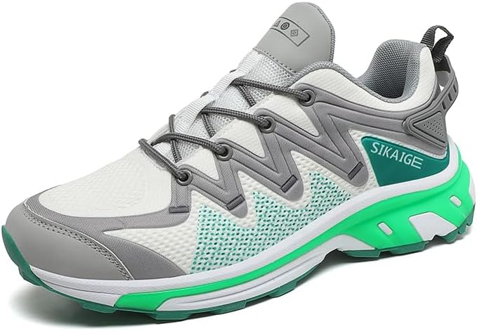 

Мужские спортивные кроссовки с дышащей сеткой, противоскользящие, легкие, низкие, на шнуровке, подходят для ежедневных прогулок, бега, ходьбы и игры в бадминтон Igzbibg, зеленый