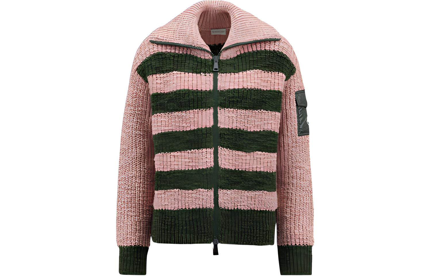 

Moncler Женский двухцветный кардиган с высоким воротом и полоской на спине, античный розовый/зеленый