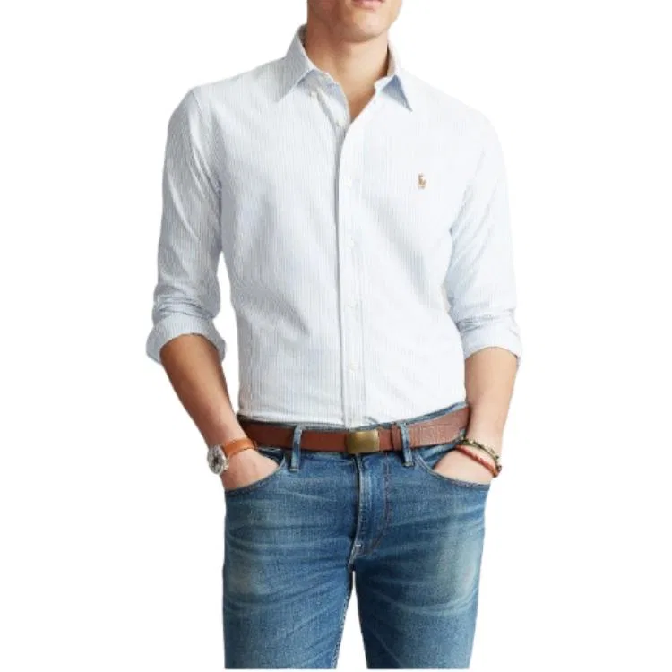 Рубашка мужская синяя Polo Ralph Lauren, Blue — фото 4