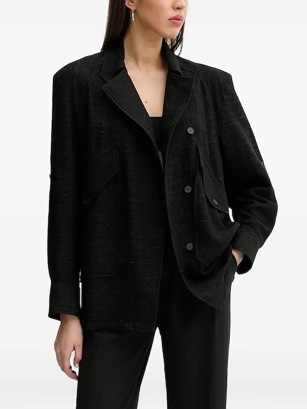 

Двубортная рубашка с люрексом Iro, черный