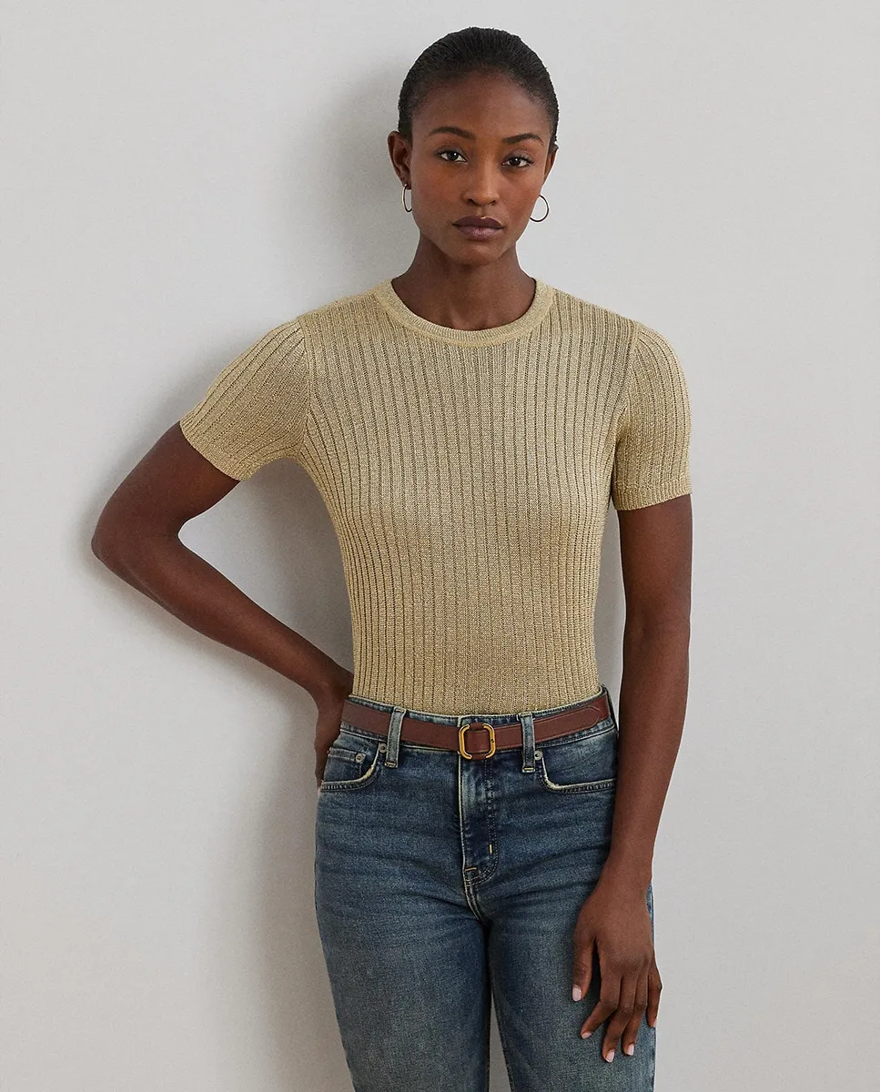 

Женский свитер с короткими рукавами и круглым вырезом Lauren Ralph Lauren, золото