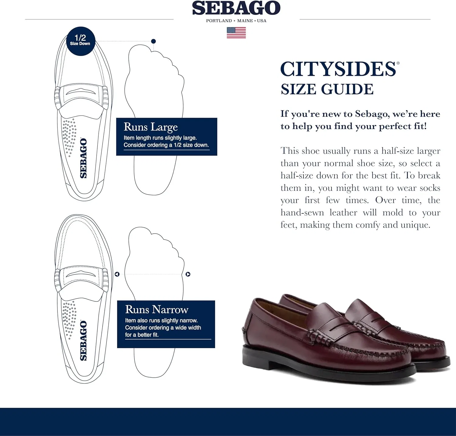 Лоферы Sebago Classic Dan, гранатовый — фото 3