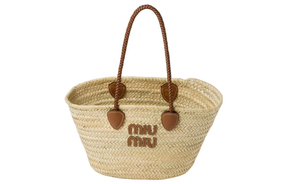 

Плетёная сумка-шоппер, Сумка через плечо, Женская сумка MIU MIU натуральный/коньяк